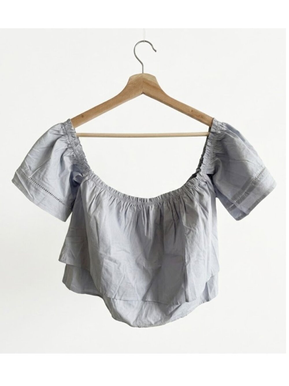 Light Blue Off-Shoulder Puff Sleeve Top Size M